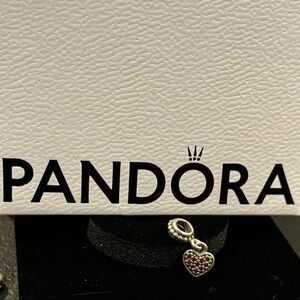 Pandora Silver Heart Charm with Red Details